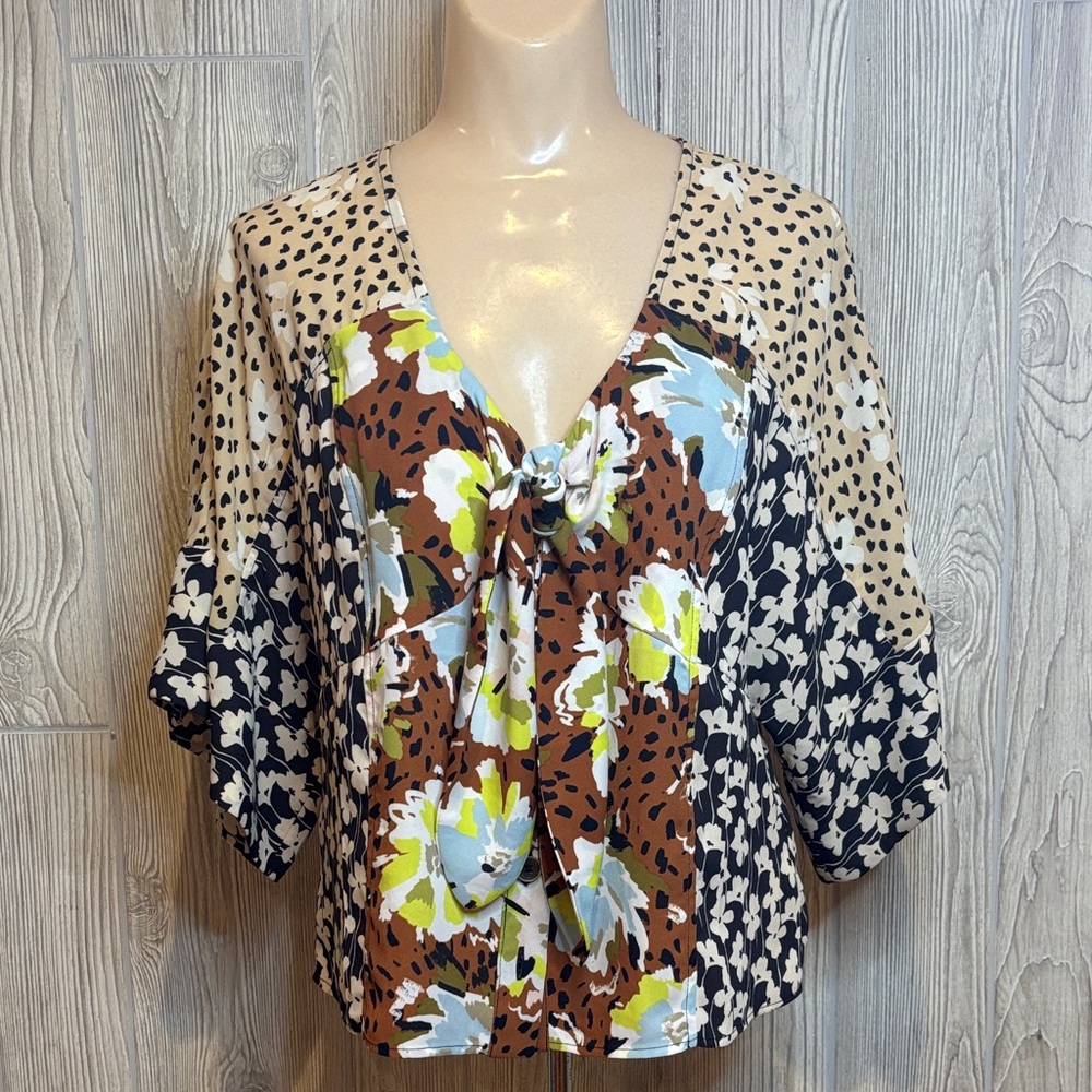CAbi Patchwork Top Sz M EUC